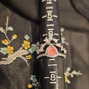 Elegant Silver and Red Gemstone Ring